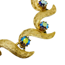 Load image into Gallery viewer, Vintage gold tone ab rhinestone link bracelet
