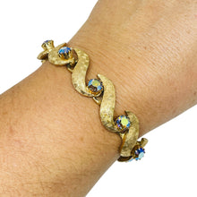 Load image into Gallery viewer, Vintage gold tone ab rhinestone link bracelet
