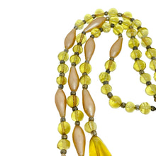 Load image into Gallery viewer, Vintage gold tone amber glass beaded multi strand 1960's designer necklace
