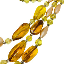Load image into Gallery viewer, Vintage gold tone amber glass beaded multi strand 1960's designer necklace
