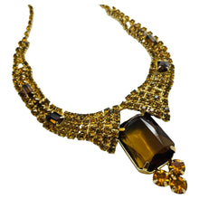 Load image into Gallery viewer, Vintage gold tone amber glass designer necklace
