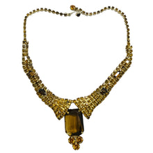 Load image into Gallery viewer, Vintage gold tone amber glass designer necklace
