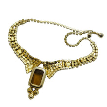 Load image into Gallery viewer, Vintage gold tone amber glass designer necklace
