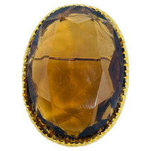 Load image into Gallery viewer, Vintage gold tone amber glass stone designer brooch
