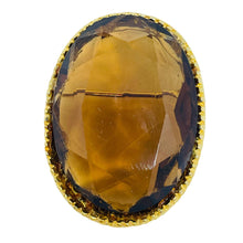 Load image into Gallery viewer, Vintage gold tone amber glass stone designer brooch
