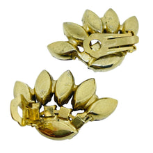 Load image into Gallery viewer, Vintage gold tone amber red glass clip on earrings

