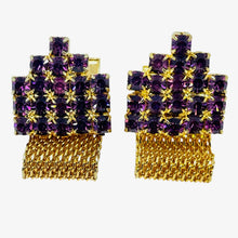 Load image into Gallery viewer, Vintage gold tone amethyst glass massive designer cufflinks
