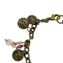 Load image into Gallery viewer, Vintage gold tone art glass beads charm chain bracelet
