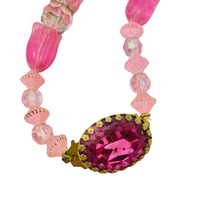 Load image into Gallery viewer, Vintage gold tone art glass flower crystal beaded designer necklace
