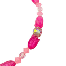 Load image into Gallery viewer, Vintage gold tone art glass flower crystal beaded designer necklace
