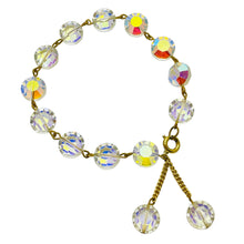 Load image into Gallery viewer, Vintage gold tone aurora borealis crystal beads bracelet
