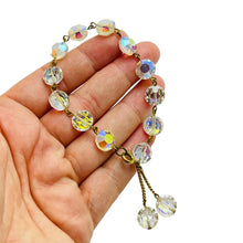 Load image into Gallery viewer, Vintage gold tone aurora borealis crystal beads bracelet

