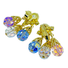 Load image into Gallery viewer, Vintage gold tone aurora crystals massive waterfall necklace earrings set
