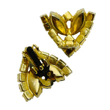 Load image into Gallery viewer, Vintage gold tone aurora glass designer clip on earrings
