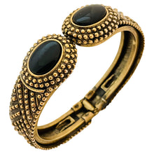 Load image into Gallery viewer, Vintage gold tone black cabs clamper designer bracelet
