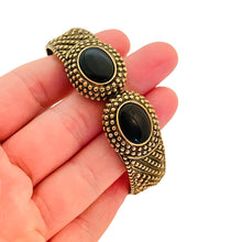 Load image into Gallery viewer, Vintage gold tone black cabs clamper designer bracelet
