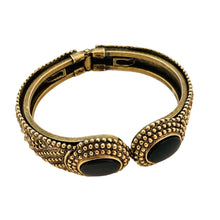 Load image into Gallery viewer, Vintage gold tone black cabs clamper designer bracelet
