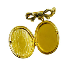 Load image into Gallery viewer, Vintage gold tone bow dangle locket designer brooch
