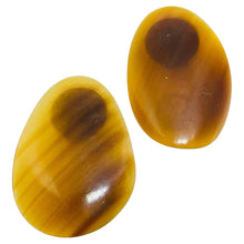 Load image into Gallery viewer, Vintage gold tone brown modernist designer clip on earrings
