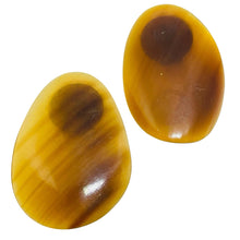 Load image into Gallery viewer, Vintage gold tone brown modernist designer clip on earrings
