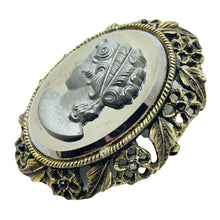 Load image into Gallery viewer, Vintage gold tone cameo designer brooch pendant
