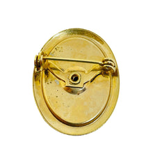 Load image into Gallery viewer, Vintage gold tone carved celluloid flower cameo brooch
