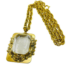 Load image into Gallery viewer, Vintage gold tone carved glass cameo necklace bracelet earrings set
