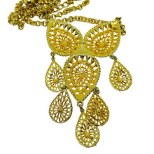 Load image into Gallery viewer, Vintage gold tone chain dangle pendant designer necklace
