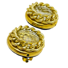 Load image into Gallery viewer, Vintage gold tone chain massive designer clip on earrings
