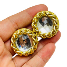 Load image into Gallery viewer, Vintage gold tone chain massive designer clip on earrings
