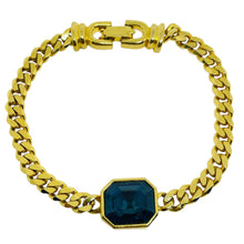 Load image into Gallery viewer, Vintage gold tone chain sapphire glass designer bracelet
