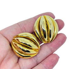 Load image into Gallery viewer, Vintage gold tone chunky designer clip earrings
