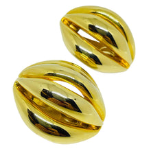 Load image into Gallery viewer, Vintage gold tone chunky designer clip earrings
