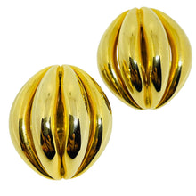 Load image into Gallery viewer, Vintage gold tone chunky designer clip earrings
