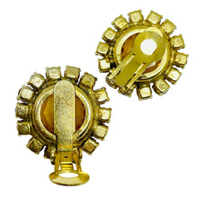 Load image into Gallery viewer, Vintage gold tone citrine glass designer clip on earrings
