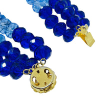 Load image into Gallery viewer, Vintage gold tone cobalt blue crystal beaded designer multi strand bracelet
