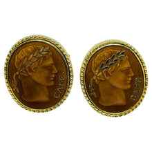 Load image into Gallery viewer, Vintage gold tone copper enamel Greek style massive designer cufflinks
