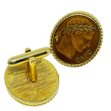 Load image into Gallery viewer, Vintage gold tone copper enamel Greek style massive designer cufflinks
