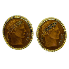 Load image into Gallery viewer, Vintage gold tone copper enamel Greek style massive designer cufflinks
