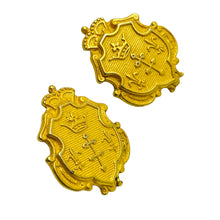 Load image into Gallery viewer, Vintage gold tone crown shield designer earrings
