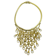 Load image into Gallery viewer, Vintage gold tone crystal waterfall designer necklace
