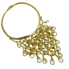 Load image into Gallery viewer, Vintage gold tone crystal waterfall designer necklace
