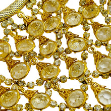 Load image into Gallery viewer, Vintage gold tone crystal waterfall designer necklace
