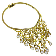 Load image into Gallery viewer, Vintage gold tone crystal waterfall designer necklace
