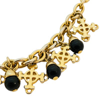 Load image into Gallery viewer, Vintage gold tone dangle cross charms chain designer necklace
