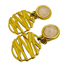 Load image into Gallery viewer, Vintage gold tone dangle designer clip on earrings
