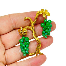 Load image into Gallery viewer, Vintage gold tone dangle jade beads tree designer brooch
