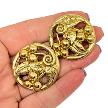 Load image into Gallery viewer, Vintage gold tone designer clip on earrings
