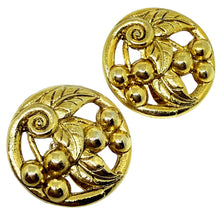 Load image into Gallery viewer, Vintage gold tone designer clip on earrings
