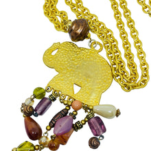 Load image into Gallery viewer, Vintage gold tone elephant glass beads designer long chain necklace

